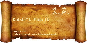 Kabát Patrik névjegykártya